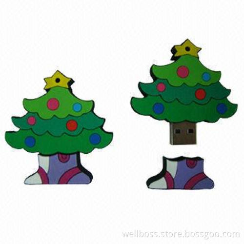 Promotional Christmas Cartoon USB Flash Drive with USB 1.1 Interface, 128MB to 32GB Capacity